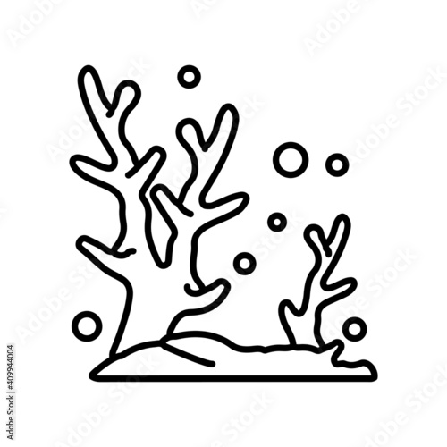 Coral reef underwater line icon