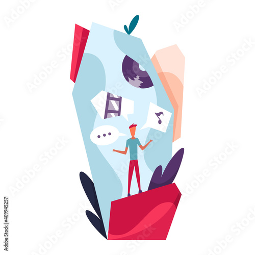 Video blogging. Studio blog recording on chroma key background. Vlog. Video recording. Workplace of blogger or video editor. Live streaming concept