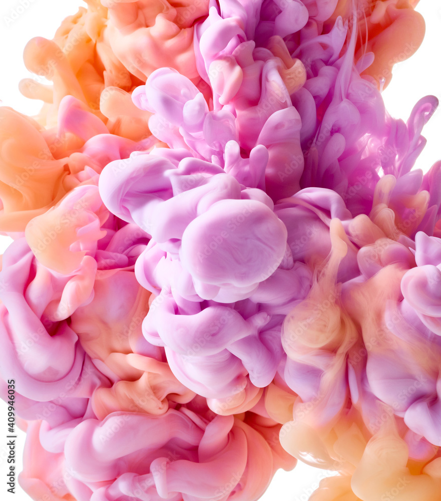 Abstract ink in water over white background