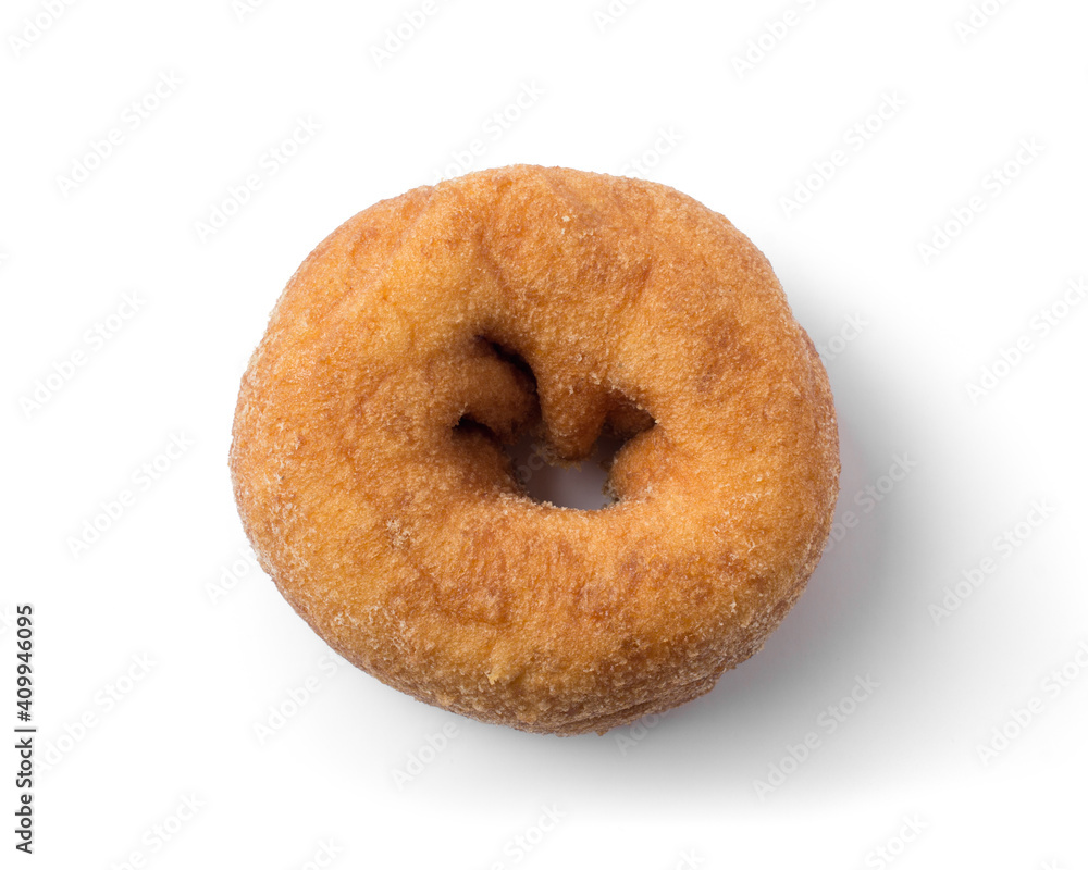 Homemade doughnut on white. Overhead view. Homemade doughnut on white. Overhead view.