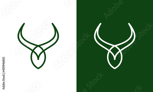 Bull taurus vector logo. Linear cow steak creative logotype
