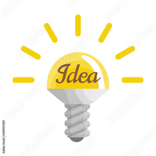 Creative idea in light lamp shape as inspiration concept. Effective thinking concept. Bulb icon with innovation idea. business illustration concept