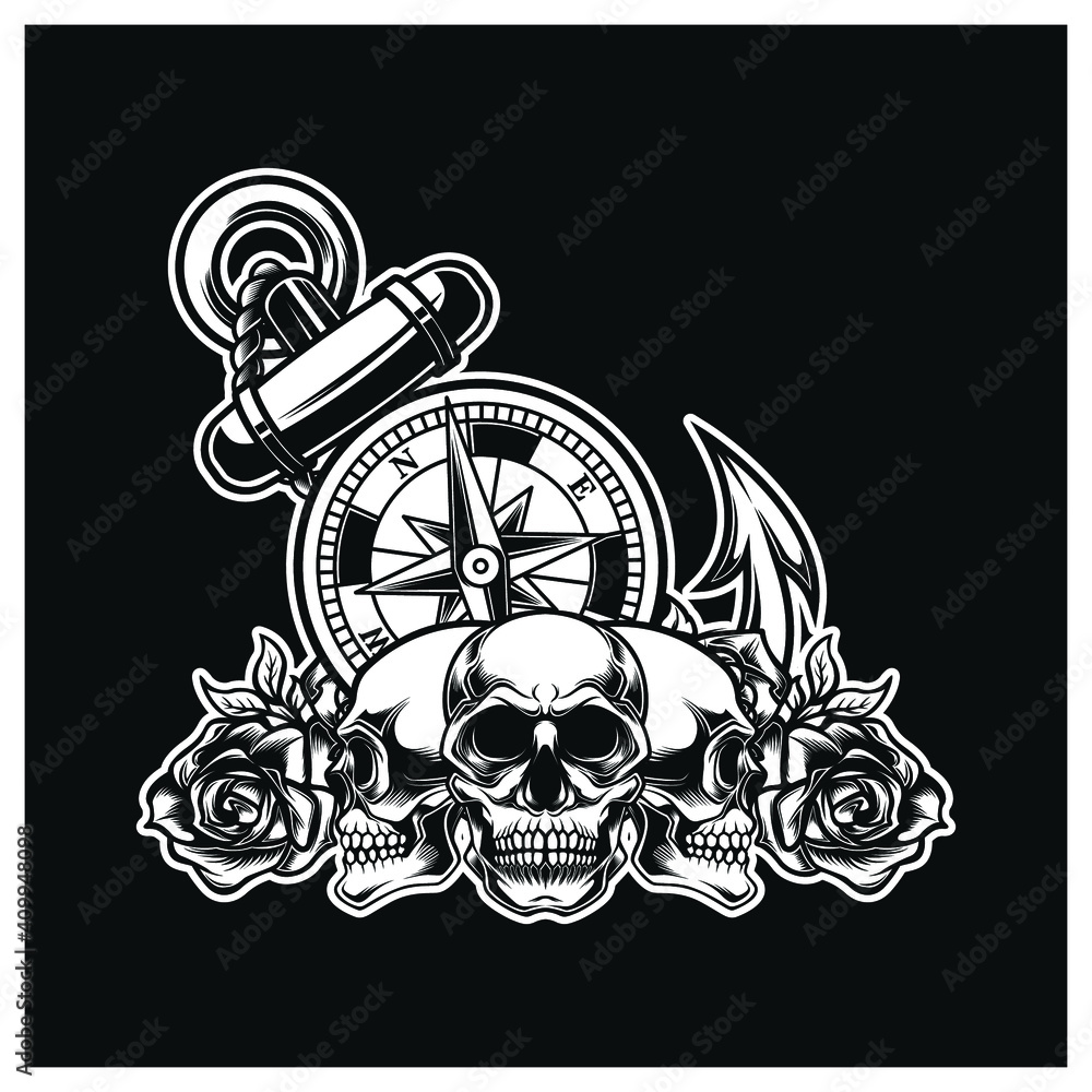 Obraz premium skull logo, skull illustration, vector graphics, tshirt design