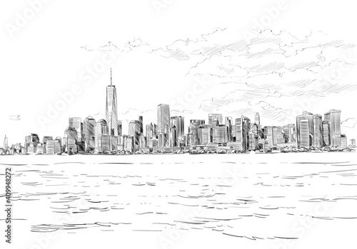 New York. USA. Hand drawn city sketch. Vector illustration.