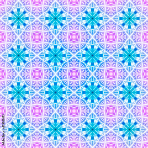 Blue and pink snowflakes pattern