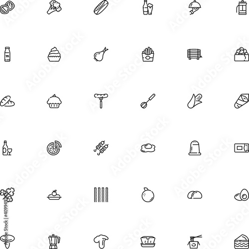 icon vector icon set such as: shiitake, corn, champagne, polystyrene, orange, display, household, mix, eggs, old, broccoli, away, accessory, shape, round, levant, flavoring, button, potato, draught photo