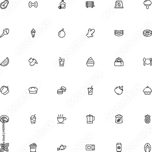 icon vector icon set such as: aquarium, caviar, keg, yellow, lake, stove, tenderloin, single, decoration, italy, oyster, gunkan, swim, farm, cannelloni, simple, capsule, ravioli, electrical, loaf