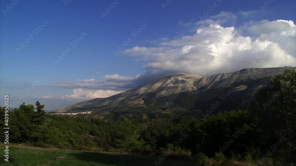 Rhodes Greece : Time lapse of the mount Ataviros and traditional village of Empona on winter time Rhodes Greece : Time lapse of the mount Ataviros and traditional village of Empona on winter time