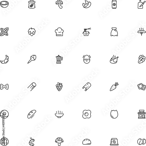 icon vector icon set such as: shape, condiment, grey puffball, one, soda, omelet, champignons, cranberry, culture, thai, broken, bowl, cep, modern, green, mall, frankfurter, brew, professional