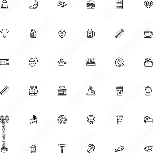 icon vector icon set such as: graphics, metallic, spike, elements, mussel, pasta, cereal, casserole, julienne with mushroom, booze, herbal, rye, catch, electrical, segment, orange, extra, ale, potato