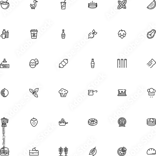 icon vector icon set such as: wooden, new, harvest, barrel, away, simplicity, brunch, soft, pie, cola, orange, texture, bud, take, sliced, scullery, homemade, burger, parsley, beet, room, cereal