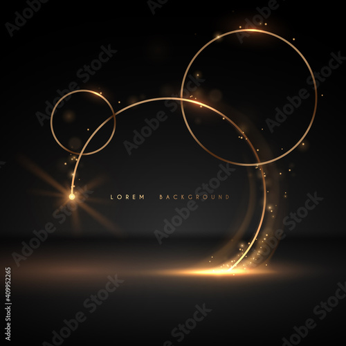 Gold rings with glow and sparks effect