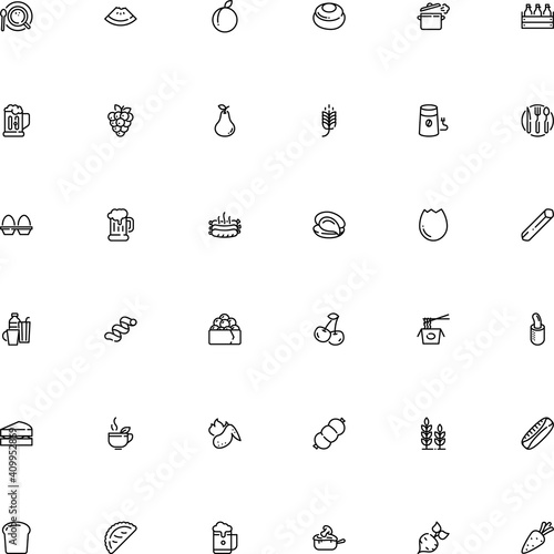 icon vector icon set such as: coffeemaker, ham, plum, lasagne, paper, blank, barbecue, red, biscuit, carrot, style, mollusk, carry, calorie, cavatappi, julienne, freshness, clip, grill, maki, calzone