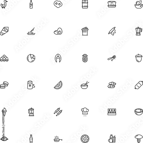 icon vector icon set such as: acorn, roll, growth, standing, temaki, horn, soft, ananas, classic, macaroon, omelette, take, margarine, garden, lemon, refreshment, shashlik, elegance, takeaway, edible
