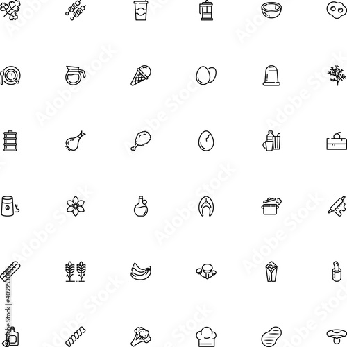 icon vector icon set such as: grinder, salty, pasta, collection, sausage, dough, industry, elements, pepper, chop, honey fungus, shish, coconut, dog, dry, rare, salmon, sodium, crust, pie, star anise