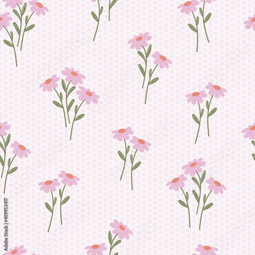 Pink and Orange Floral Bouquet Seamless Pattern