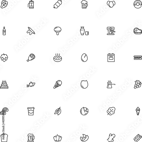 icon vector icon set such as: press, refreshment, paper, baguette, seafood, vine, thin, korean, cabbage, stove, french, fishing, heat, pistachio, wildlife, colorful, stem, party, turkey, boiled