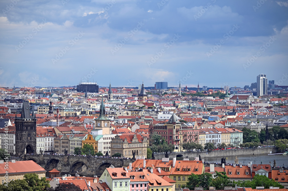 Prague Vltava riverside cityscape Czech Republic