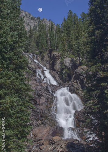 Motion blur of a waterfall found in Grand Teton National Park called Hidden Falls. 