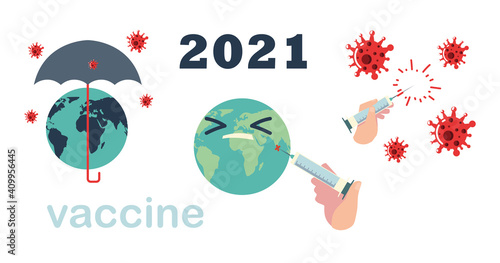 vaccine 2021 world campaign protection covid 19 syringe and vial