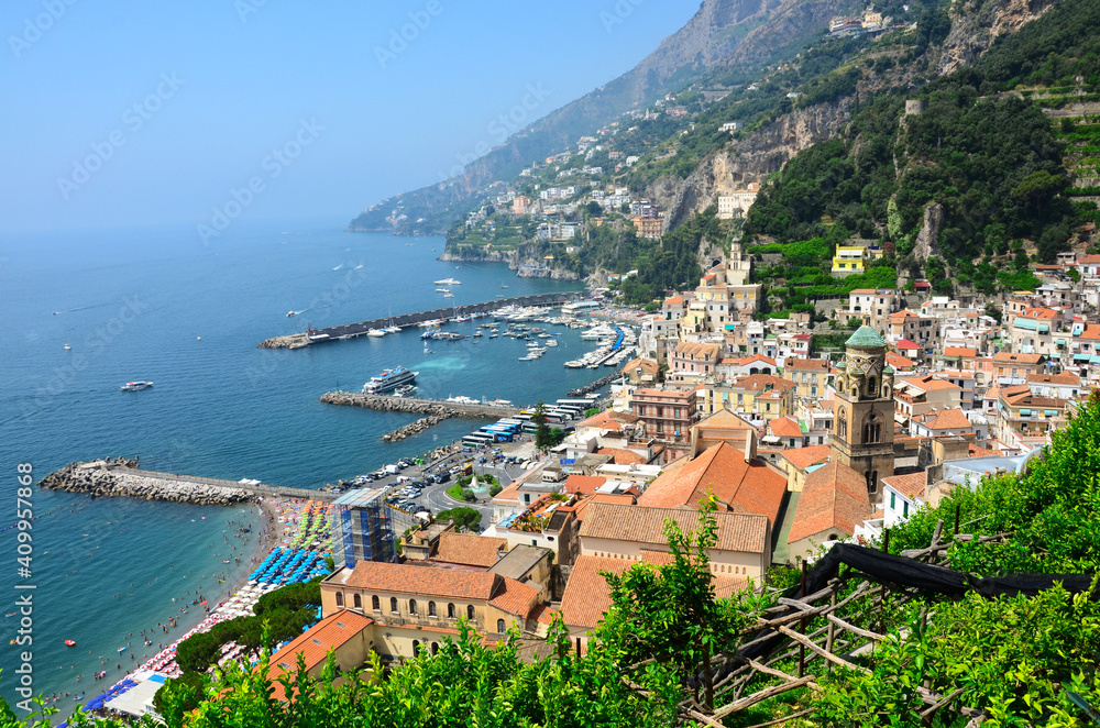 High-angle view of Amalfi