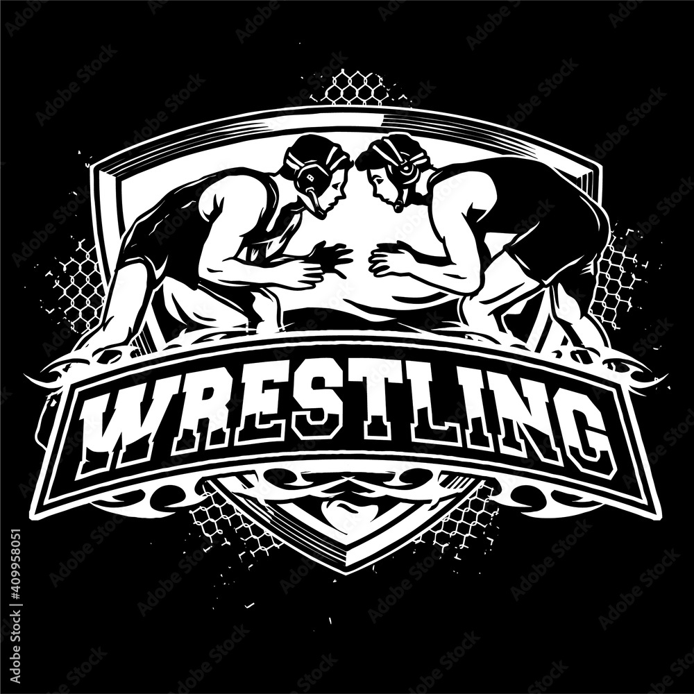 vector of wrestling badge logo illustration Stock Vector | Adobe Stock