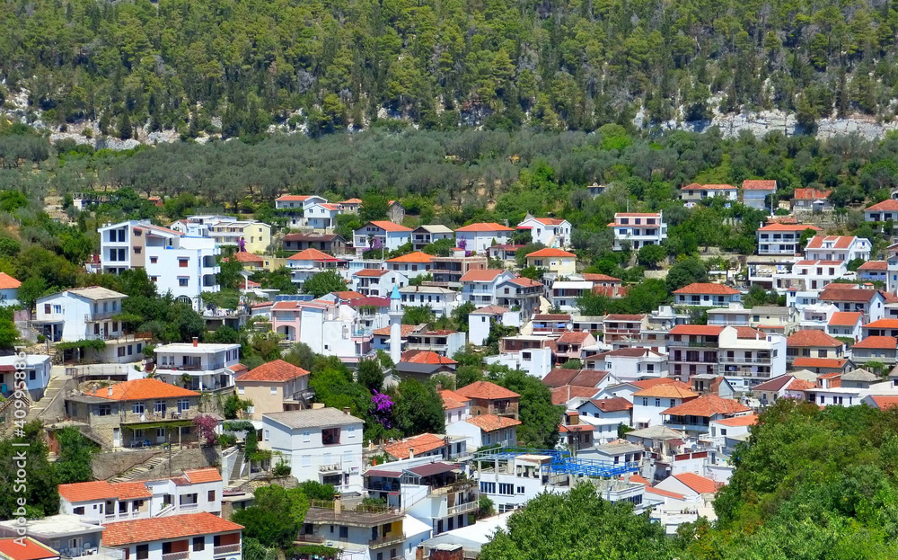 Montenegro Ulcinj old town urban cityscape at summer season.