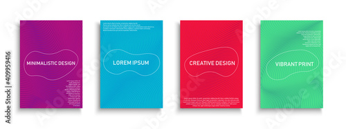 Collection of bright colorful striped covers, templates, posters, placards, brochures, banners, backgrounds, flyers and etc. Abstract gradient cards - wavy linear design
