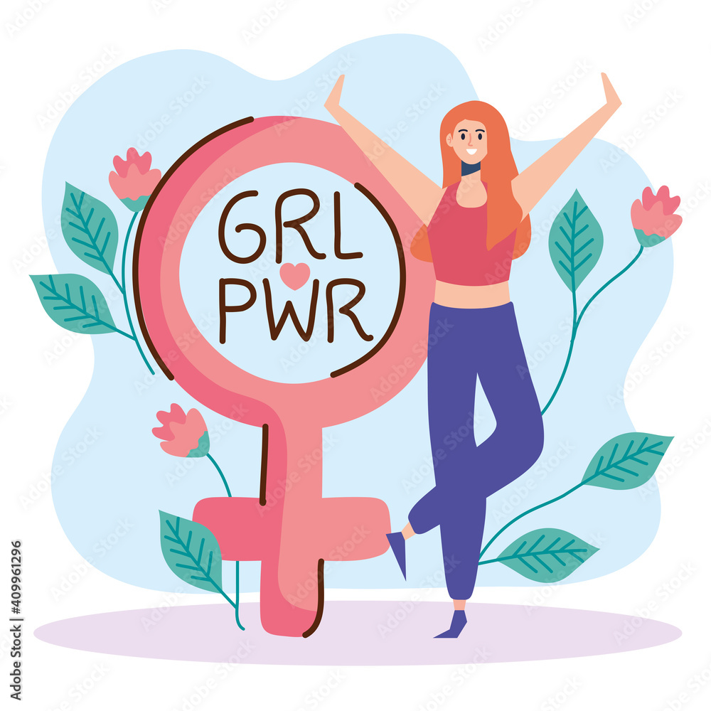 girl power lettering with woman and gender symbol vector illustration design girl power lettering with woman and gender symbol vector illustration design