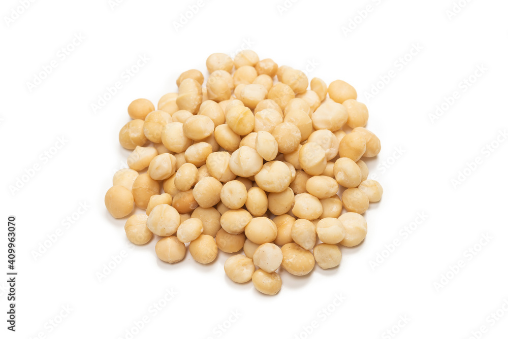 Macadamia nuts isolated on white background. Macadamia nuts isolated on white background.