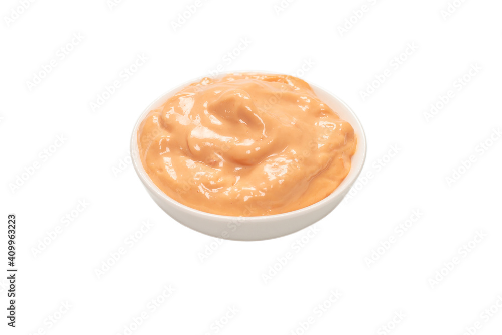 Sauce in a bowl isolated on white. Sauce in a bowl isolated on white.