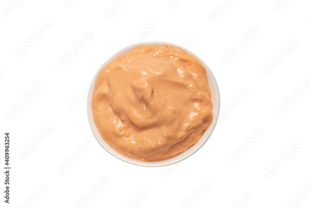 Sauce in a bowl isolated on white. Sauce in a bowl isolated on white.