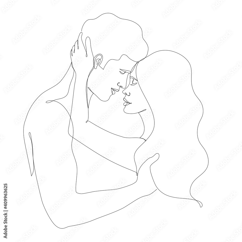 A couple in a hand drawn linear style. A couple in a hand drawn linear style.