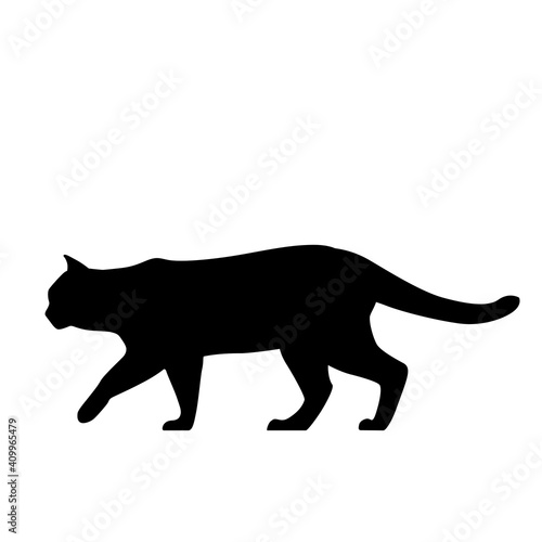 Black Cat Silhouette on White Background. Icon Vector Illustration. Concept for  Logo  Print  Sticker.