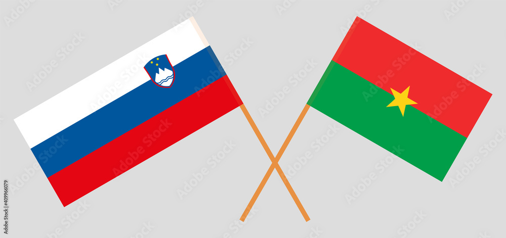 Crossed flags of Slovenia and Burkina Faso Crossed flags of Slovenia and Burkina Faso