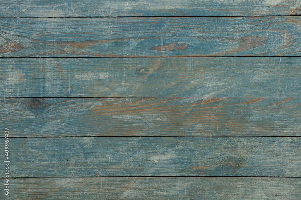 Fototapeta premium Vintage blue wood background texture. Old painted wood wall