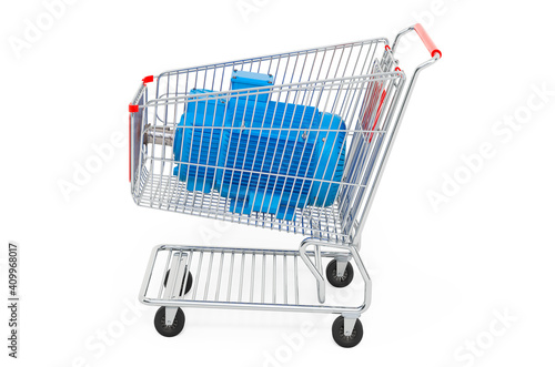 Shopping cart with electric motor, 3D rendering