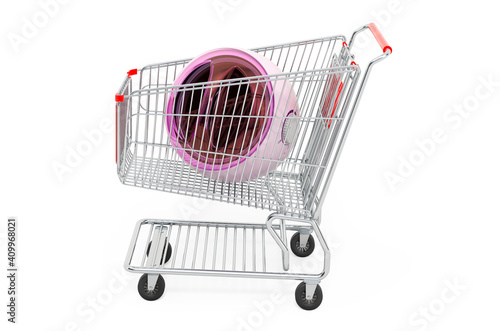 Shopping cart with electric wax warmer, 3D rendering