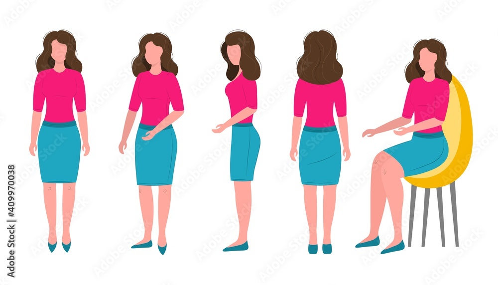 set of business swoman in different poses.
