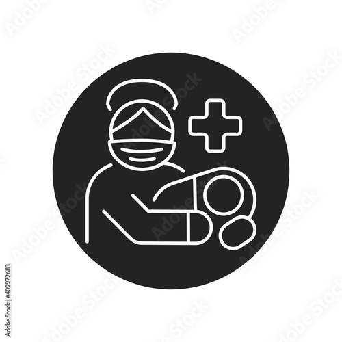 Obstetrician gynecologist black glyph icon. Pictogram for web, mobile app, promo. UI UX design element