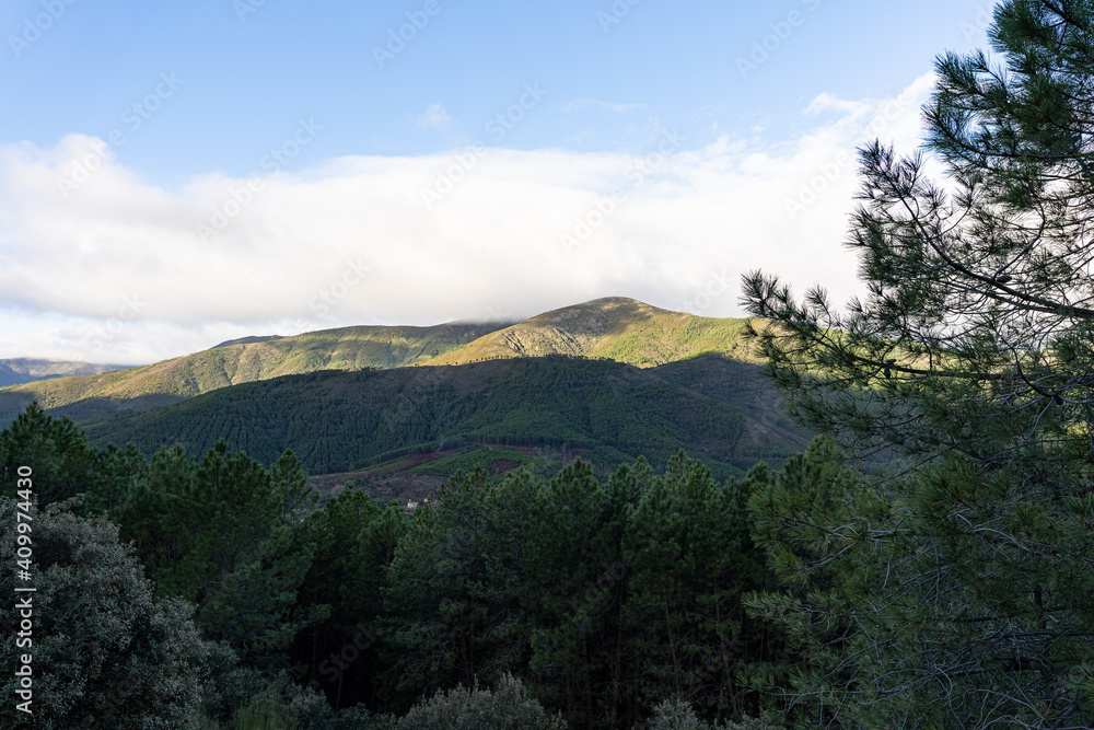 Mountain range landscape of Gata, this region is located on the north of Extremadura, Spain, and it hosts multiple fauna and vegetation.