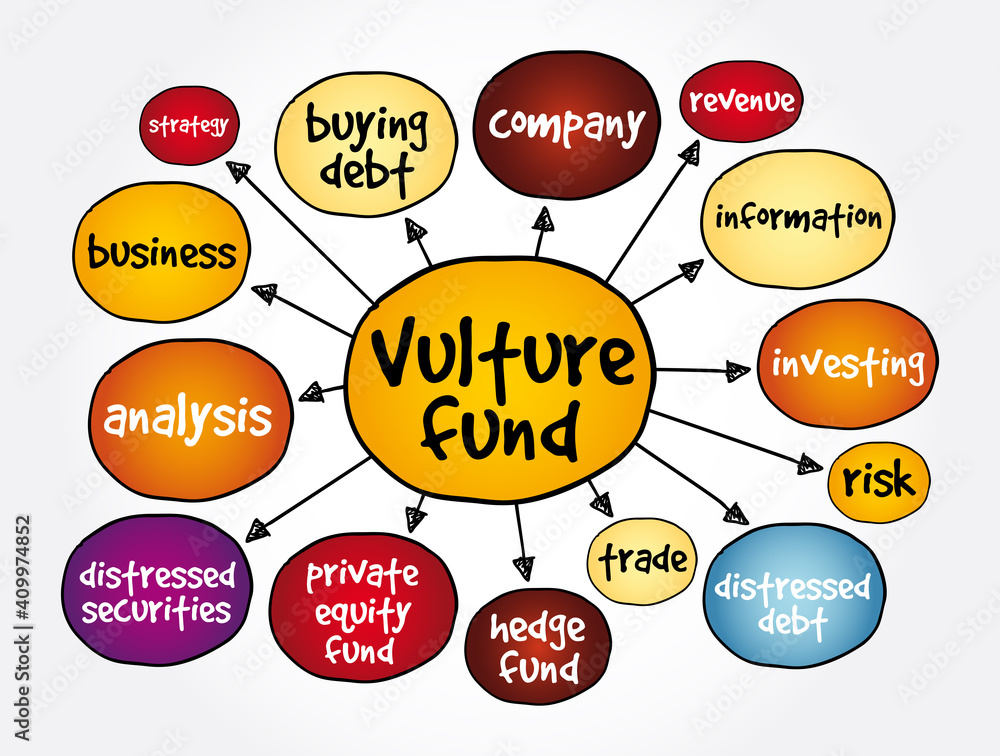 Vulture fund mind map, business concept for presentations and reports