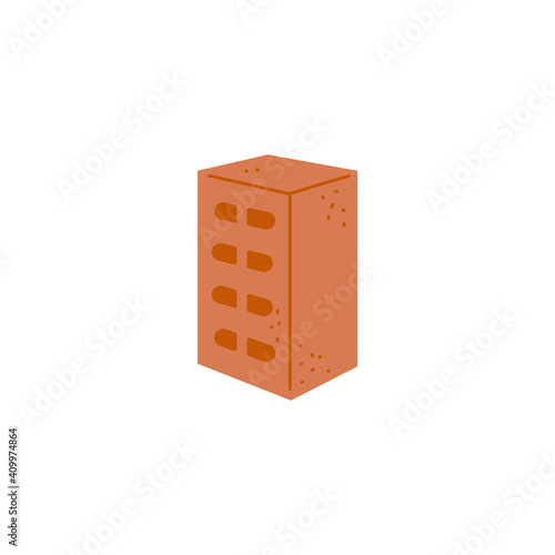 Cartoon icon of single construction brick flat vector illustration isolated.
