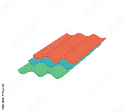 Asbestos or metal roof wavy profiled sheeting flat vector illustration isolated.