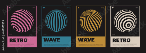 Collection of swiss design posters. Meta modern graphic elements. Abstract modern geometric covers. Circle sphere shapes.