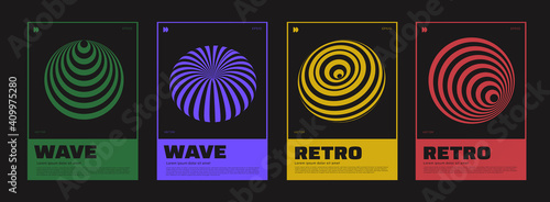 Collection of swiss design posters. Meta modern graphic elements. Abstract modern geometric covers. Circle sphere shapes.