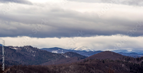 Cloudy day in the Carpathians in winter © onyx124