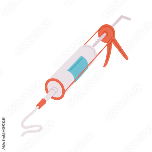 Pu caulking gun or sealant gun cartoon icon flat vector illustration isolated.
