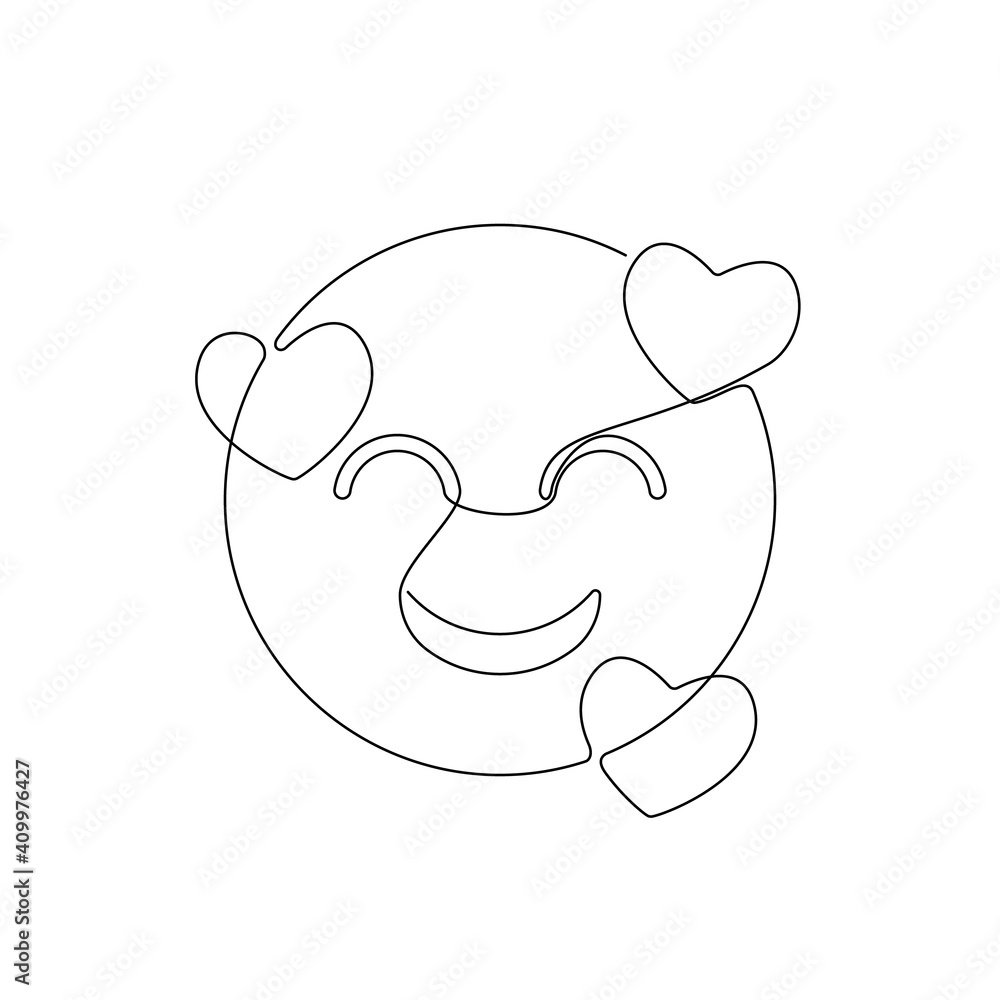 Enamored icon. One line emoji. Line graphic design. Web design, valentines day, heart emoji, continue line icons. cute and love Enamored icon. One line emoji. Line graphic design. Web design, valentines day, heart emoji, continue line icons. cute and love