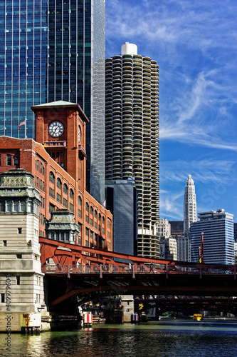 A Chicago river cruise view towards  La Salle Street Bridge-Tomov